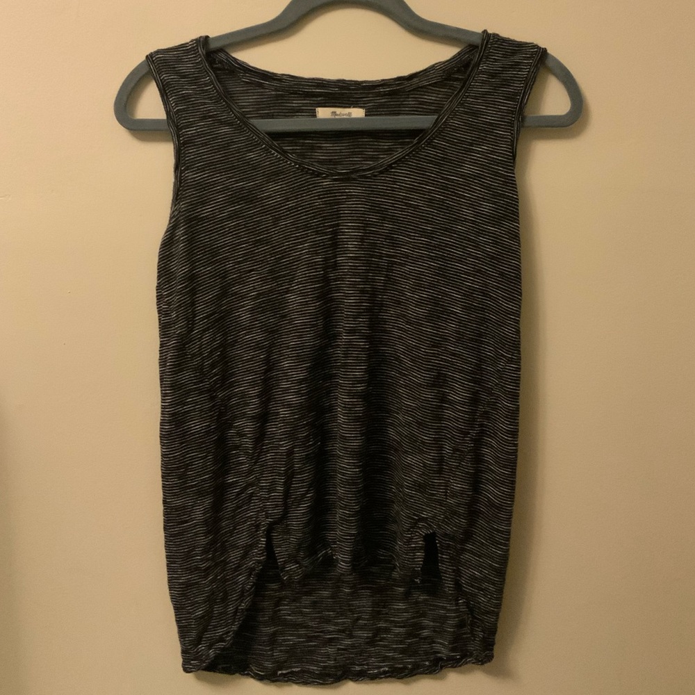 Madewell Black White Striped Scoop Neck Tank Top